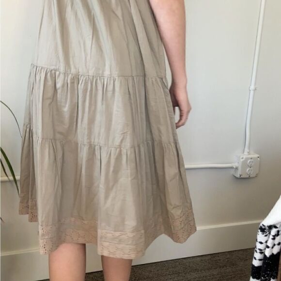 Women’s BCBG Neutral Tan Boho Summer Midi Dress M - Picture 3 of 14
